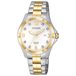 Citizen EU6084-57A Women's Quartz Watch with silver-white dial and crystal-accented hour markers