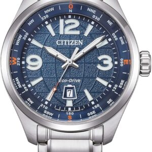 Citizen AW1830-88L Urban Traveler Eco-Drive Watch with blue dial and stainless steel bracelet