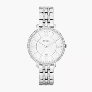 White Fossil Jacqueline ES3545 women’s watch with silver stainless steel bracelet