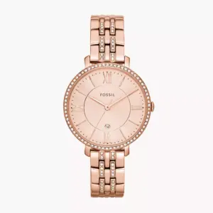 Fossil Jacqueline ES3546 women’s rose gold stainless steel watch with white dial and date window