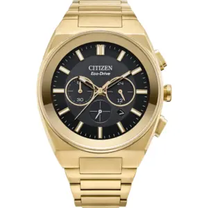 Citizen Axiom SC Chronograph CA4582-54E men's watch with black dial and gold-tone stainless steel bracelet