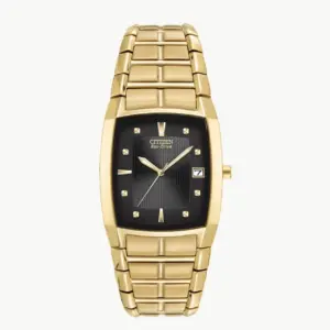 Citizen BM6552-52E Eco-Drive Men's Watch with black dial and gold-tone stainless steel bracelet