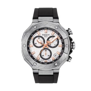 Tissot T‑Race Chronograph T141.417.17.011.00 men’s watch with white dial and black silicone strap
