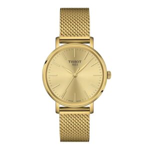 Tissot Everytime Lady T143.210.33.021.00 yellow-gold PVD watch with champagne sunray dial