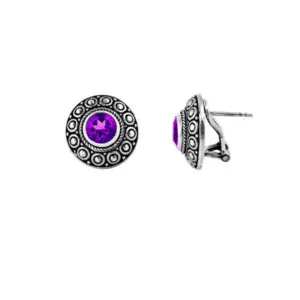 Sterling silver earrings with amethyst quartz – AE-6028-AM