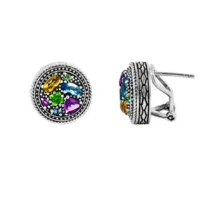 Sterling silver earrings with Peridot, Citrine, Blue Topaz & Amethyst Quartz – AE-6031-CO1