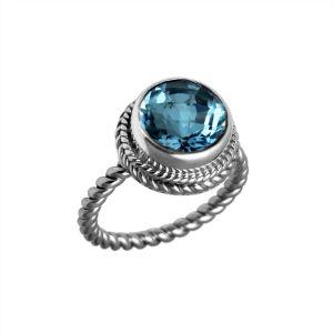 Sterling silver ring with blue topaz gemstone – Blue Topaz Q