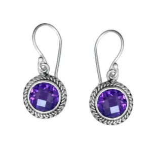 Sterling silver earrings with amethyst quartz – AE-6089-AM