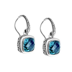 Sterling silver earrings with blue topaz quartz – AE-6086-BT