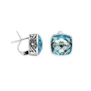 Sterling silver earrings with blue topaz quartz – AE-8004-BT