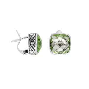 Sterling silver earrings with green amethyst quartz – AE-8004-GAM