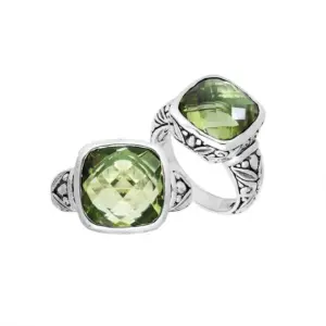 Sterling silver ring with green amethyst quartz – AR-8004-GAM