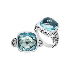 Sterling silver ring with blue topaz quartz – AR-8004-BT