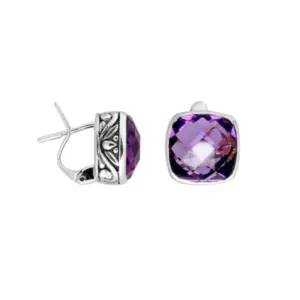 Sterling silver earrings with amethyst quartz – AE-8004-AM