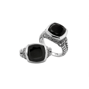 Sterling silver ring with black onyx and cubic zirconia – AR-6162-OX