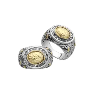 Sterling silver ring with 18K gold and diamond – ARG-8049-GD