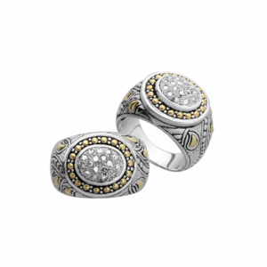 Sterling silver ring with 18K gold and diamond – ARG-8049-DY