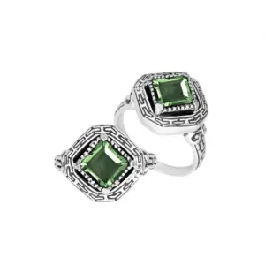 Sterling silver ring with green amethyst quartz – AR-6294-GAM