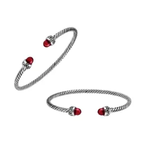 Sterling silver bangle with garnet quartz – AB-1238-GA