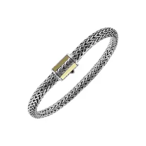 Sterling silver thin bracelet with 18K gold – ABG-1266-S.S