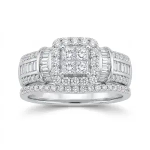 White 14k Diamond Ring With 1.00tw Baguette Diamond