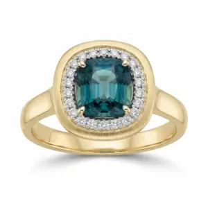 Yellow 14k Semi Precious Ring With   1.04tw Cusion Shape Tourmaline and   0.13tw Round Shape Diamond