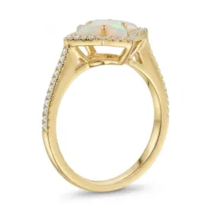 Yellow 14k Opal Ring With   1.27tw Marquise Cut Opal and   0.24tw Round Shape Diamond