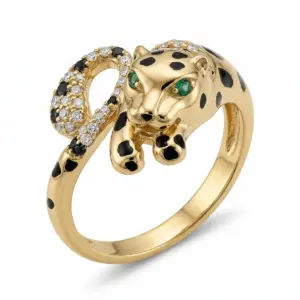 Yellow 14k Diamond Ring With   0.23tw Round Shape Diamond and   0.02tw Round Shape Emerald