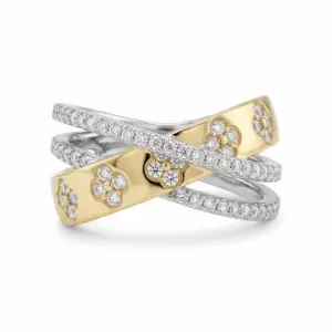 Two Tone 14k Diamond Ring With 0.54tw Round Shape Diamond