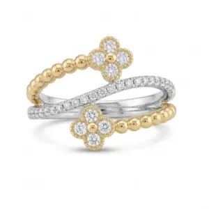 Two Tone 14k Diamond Ring With 0.42tw Round Shape Diamond