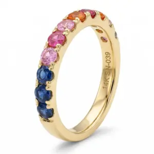 Yellow 14k Mulit Color Diamonds Ring With   0.04tw Round Shape Ruby and   1.17tw Round Shape Multi Stone