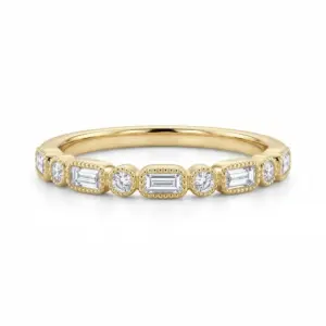 Yellow 14k Diamond Ring With   0.24tw Baguette Diamond and   0.77tw Round Shape Diamond