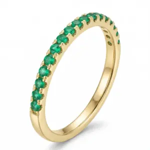 Yellow 14k Emerald Ring With   0.28tw Round Shape Emerald