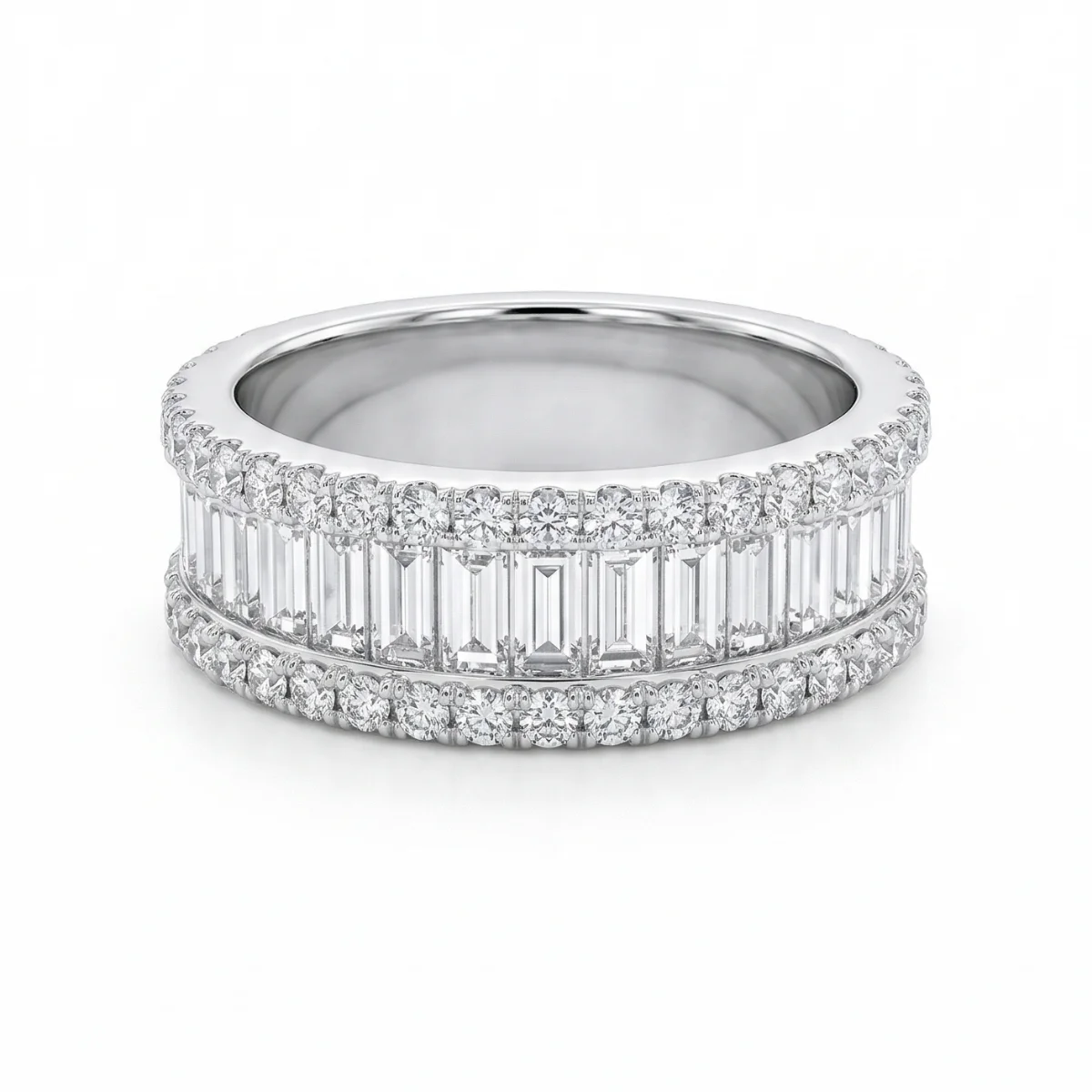 White 18k Diamond Ring With 0.46tw Round Shape Diamond and 0.55tw Round Shape Diamond