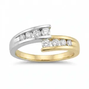 Two Tone 14k Diamond Ring With 0.45tw Round Shape Diamond