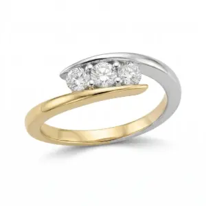Two Tone 14k Diamond Ring With 0.46tw Round Shape Diamond