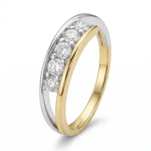 Two Tone 14k Diamond Ring With 0.52tw Round Shape Diamond