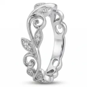 White 14k Bujukan Collection Gabriel Ring With 0.09tw Round Shape Diamond