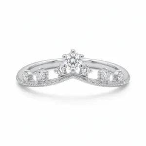 White 14k Bujukan Collection Gabriel Ring With 0.22tw Round Shape Diamond