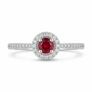 White 14k Ruby Ring 0.38tw